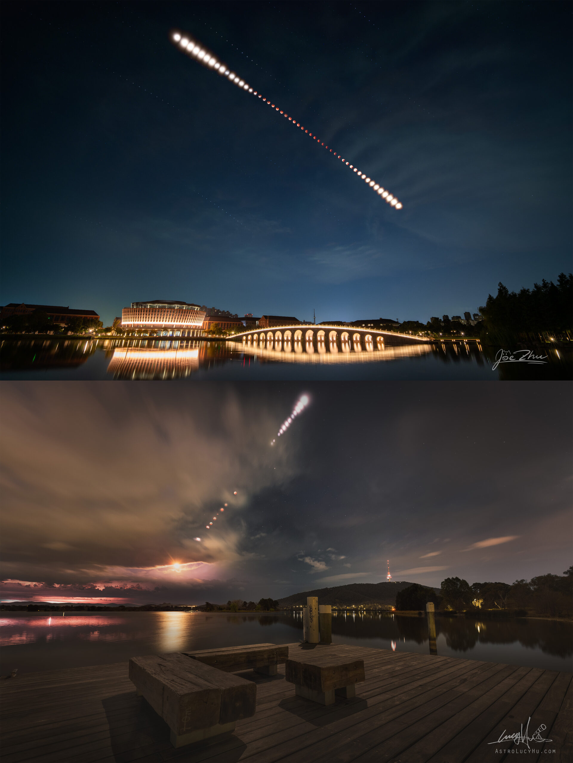 Lunar Eclipse in Two Hemispheres