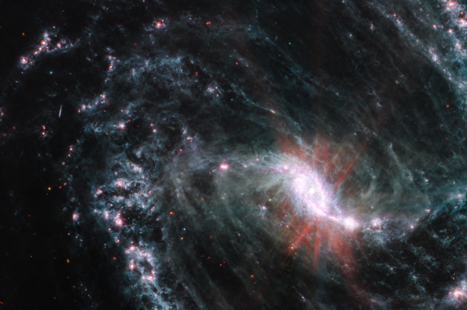Barred Spiral Galaxy NGC 1365 from Webb
